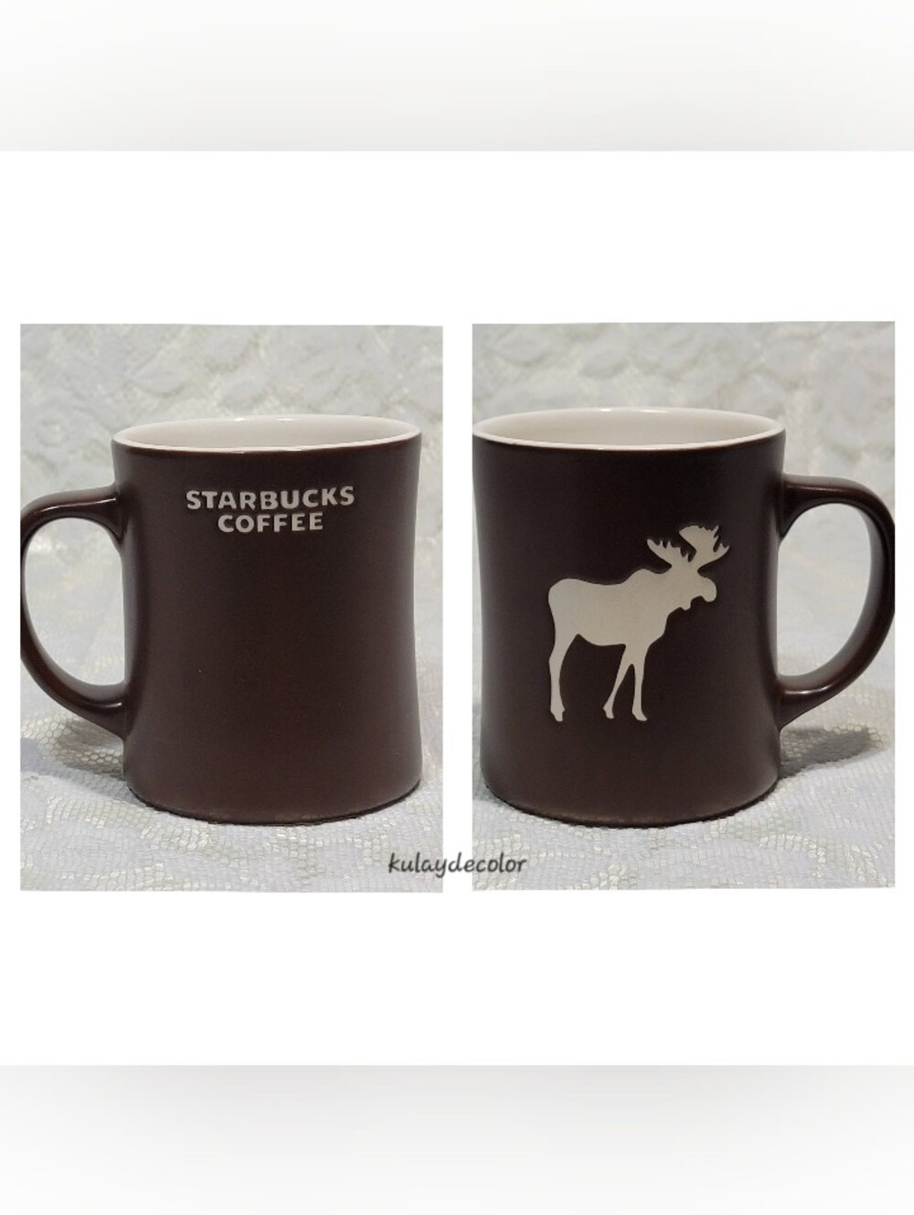 Starbucks Coffee Brown Moose Mug 2009 New Bone China White Wildlife Cup